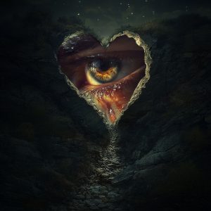 Surreal heart-shaped opening in